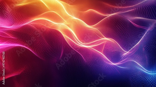 Abstract colorful waves of light creating a vibrant, futuristic digital ocean effect