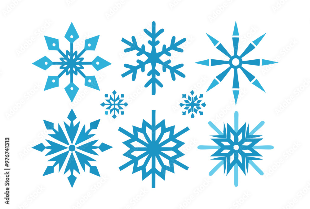 Christmas snowflake Icon Set, Winter Themed Vector Illustrations Christmas snowflake Icon Set, Winter Themed Vector Illustrations