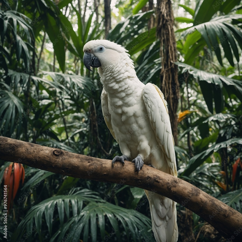 White Parrot in a Tropical Jungle White Parrot in a Tropical Jungle