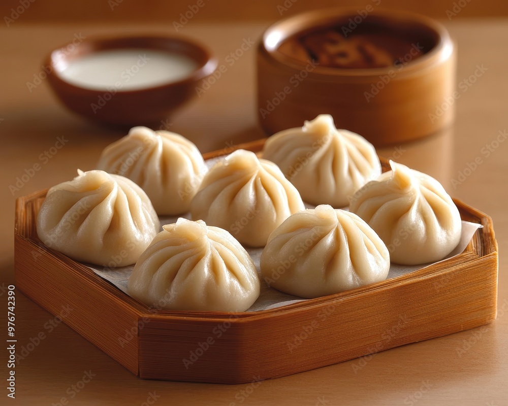 A beautifully arranged plate of dumplings, perfect for showcasing traditional cuisine and delightful culinary presentation. A beautifully arranged plate of dumplings, perfect for showcasing traditional cuisine and delightful culinary presentation.