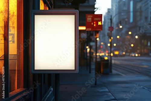 A white sign hangs on a building