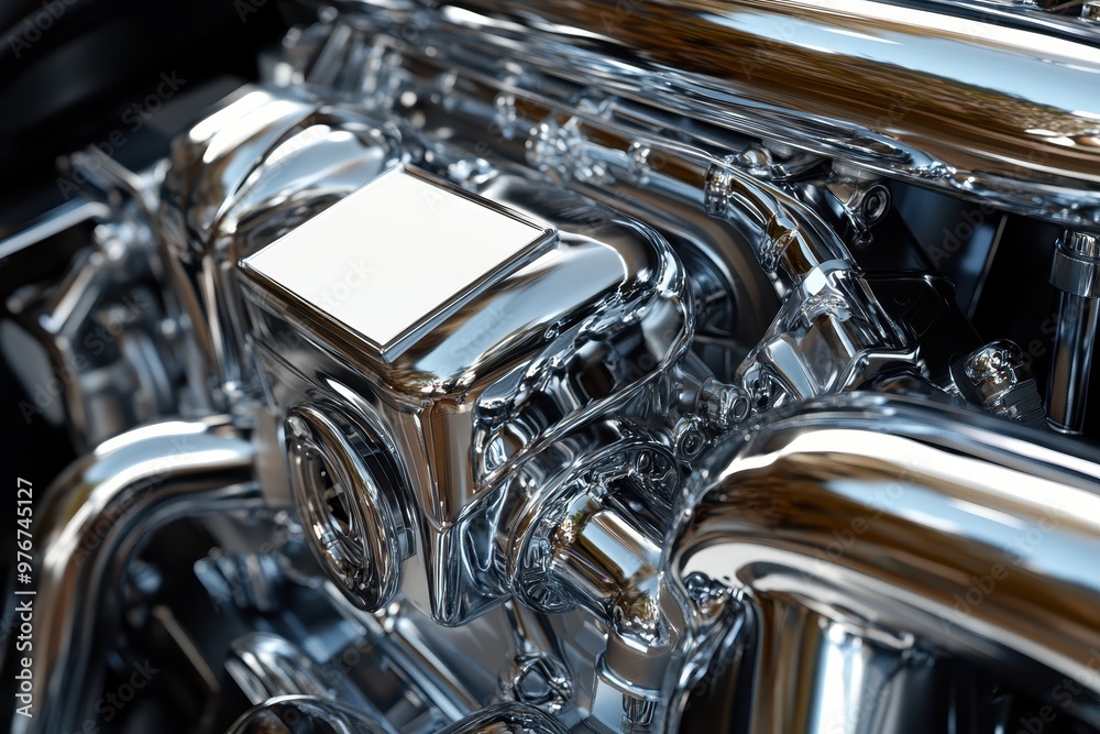 Fototapeta premium A shiny engine with a white cover