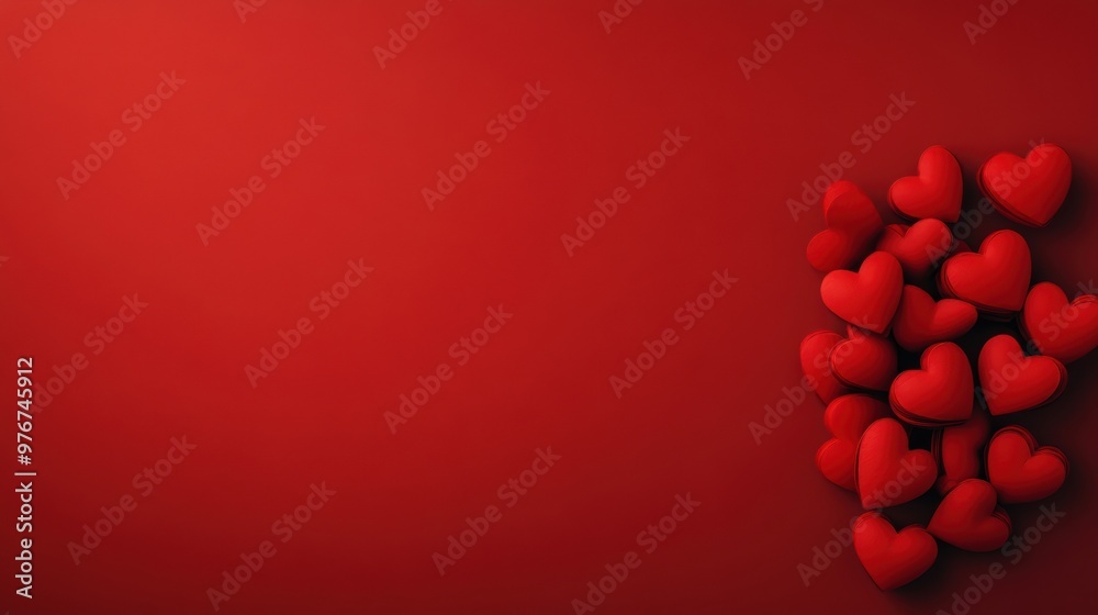 A beautiful arrangement of red hearts on a vibrant red background, perfect for expressing love and affection. A beautiful arrangement of red hearts on a vibrant red background, perfect for expressing love and affection.