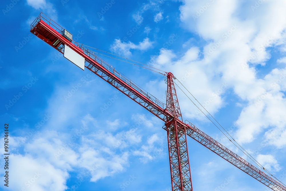 large white sign is suspended from a crane large white sign is suspended from a crane