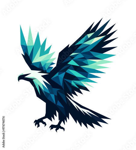 eagle flying - low poly design style (artwork 1)