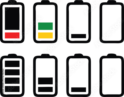 Battery icons set. Vector illustration