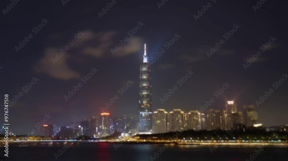 City Skyline at Night with Illuminated Skyscrapers
City Skyline at Night with Illuminated Skyscrapers