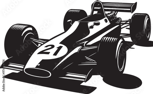 Vintage Racing Car silhouette vector illustration isolated on a white background