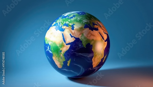 Globe of the Earth on Blue Background