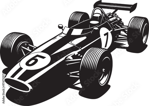 Vintage Racing Car silhouette vector illustration isolated on a white background