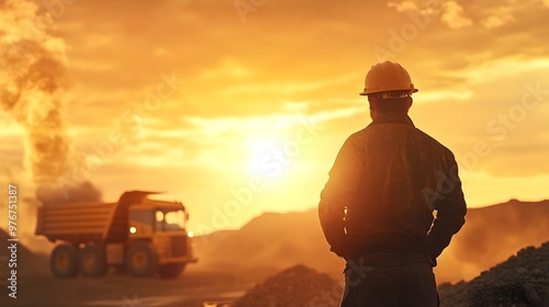 Silhouetted Mining Operator...