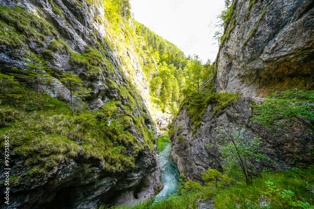 Nature in the Tiefenbachklamm between Kramsach and Brandenberg. Landscape with a river and rocks in the Alpbachtal.
Nature in the Tiefenbachklamm between Kramsach and Brandenberg. Landscape with a river and rocks in the Alpbachtal.