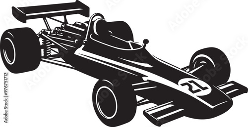 Vintage Racing Car silhouette vector illustration isolated on a white background