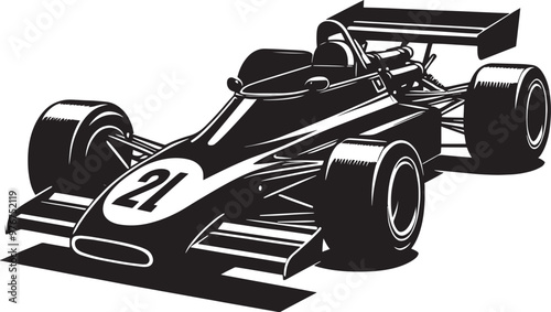 Vintage Racing Car silhouette vector illustration isolated on a white background