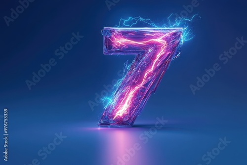 A blue background with a purple number 7 in the middle photo