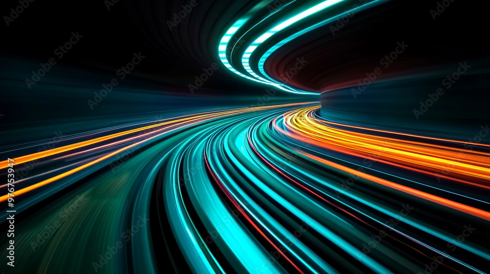 Abstract image of colorful light trails creating a dynamic flow, perfect for backgrounds or design projects. Abstract image of colorful light trails creating a dynamic flow, perfect for backgrounds or design projects.