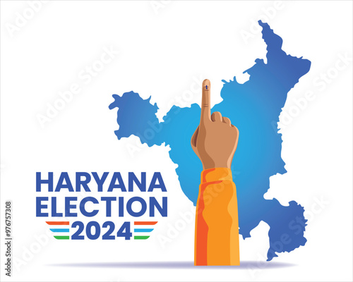Haryana State Election 2024 Voting Illustration with Inked Finger and State Map