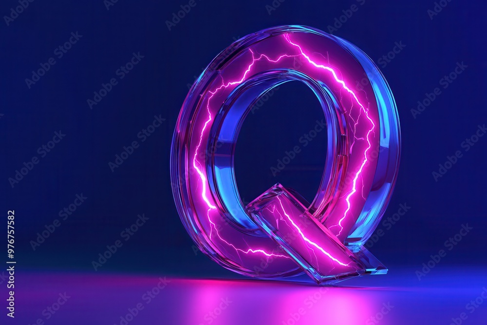 A purple Q with a lightning bolt on it A purple Q with a lightning bolt on it