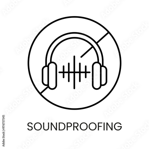 Soundproofing, noise insulation line icon vector with editable stroke photo