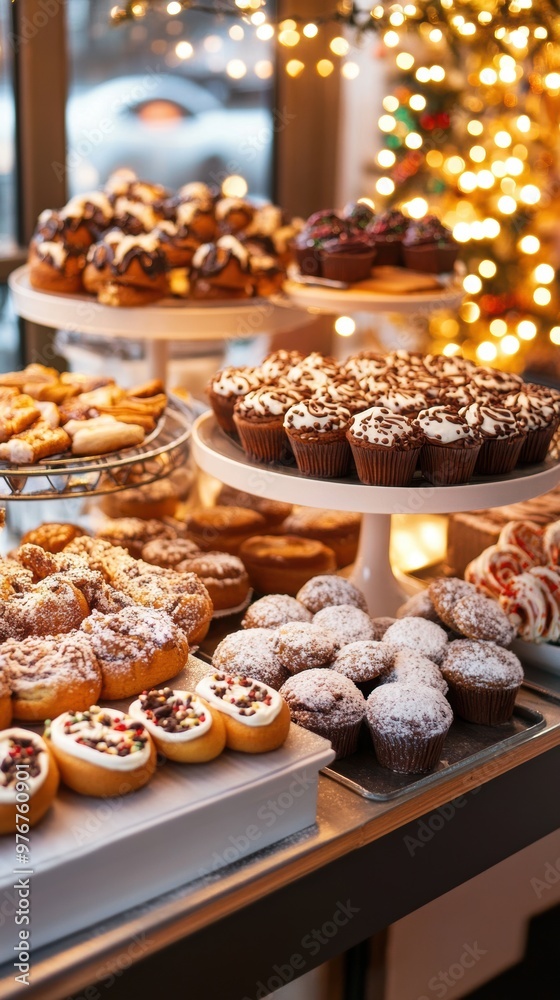 Busy holiday bakery with gingerbread cookies and festive pastries
Busy holiday bakery with gingerbread cookies and festive pastries