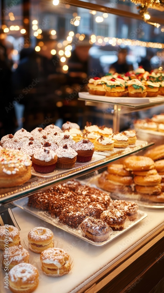 Bustling holiday bakery with gingerbread cookies and festive treats
Bustling holiday bakery with gingerbread cookies and festive treats