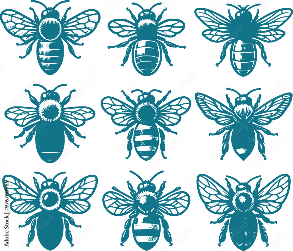 Flat blue bee logo set for creative business marketing advertisement line drawing vector illustration stock image photo generated Ai Flat blue bee logo set for creative business marketing advertisement line drawing vector illustration stock image photo generated Ai