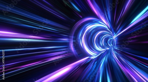 Abstract blurred speed of light in a space tunnel background