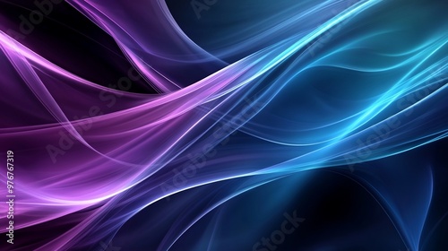 Abstract Swirling Light Trails in Purple and Blue Hues