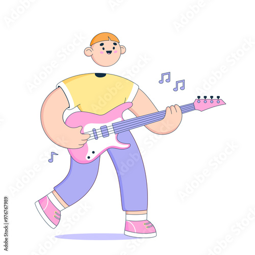 Man plays guitar