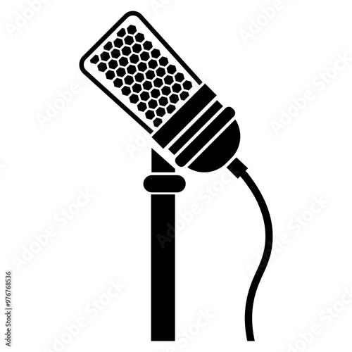 microphone icon silhouette isolated on white background