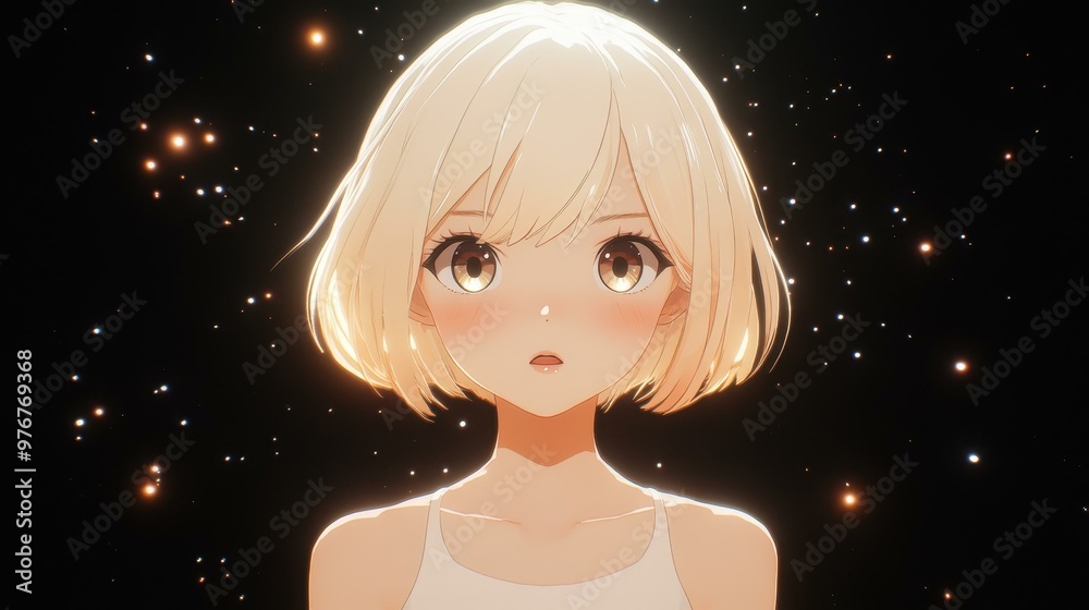 Create a vibrant anime girl avatar with playful blonde locks, dressed in a chic short dress that radiates youthful charm. Create a vibrant anime girl avatar with playful blonde locks, dressed in a chic short dress that radiates youthful charm.