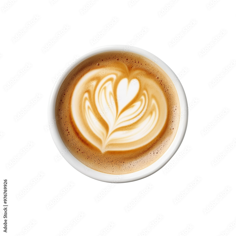 Delicious latte art in cup with heart shape design on top Delicious latte art in cup with heart shape design on top