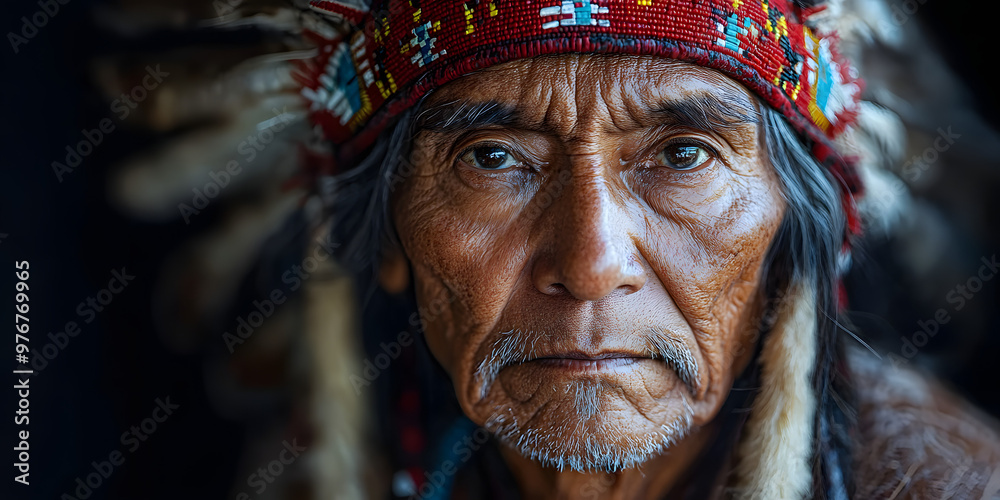 “Portrait of a Native American Man in His Late Sixties Wearing Ornate Traditional Attire”
“Portrait of a Native American Man in His Late Sixties Wearing Ornate Traditional Attire”