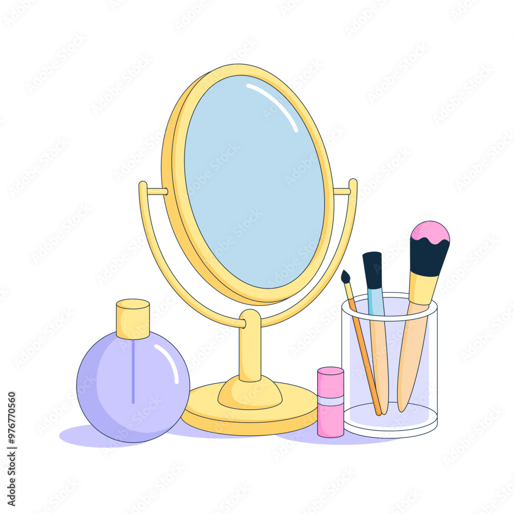 Mirror, perfume and cosmetics Mirror, perfume and cosmetics
