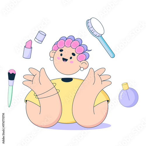 Woman with cosmetics