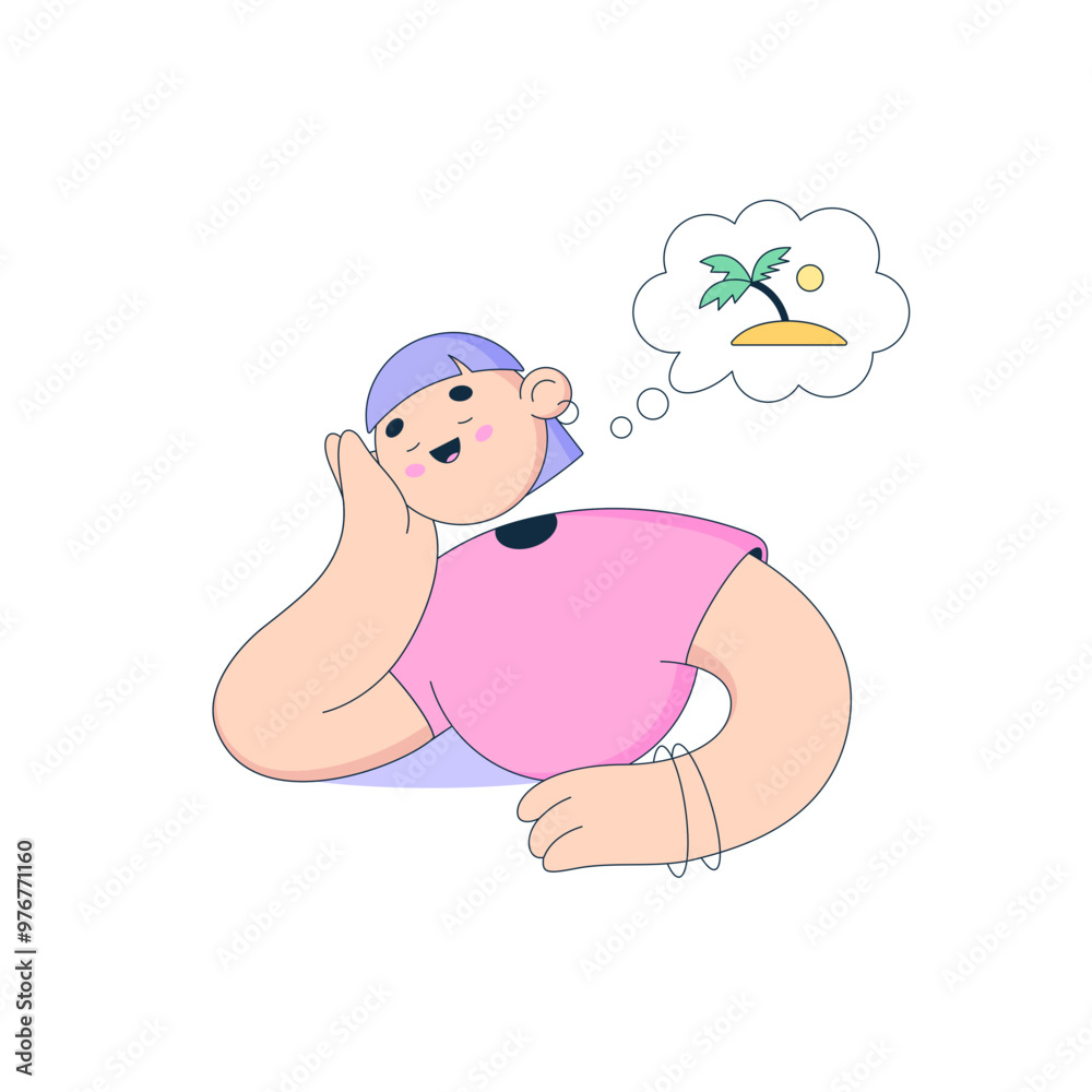 Woman with her eyes closed dreams of a vacation Woman with her eyes closed dreams of a vacation