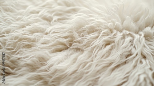 White Sheep Fur Close-Up, Soft Wool Texture for Textile and Natural Material Design