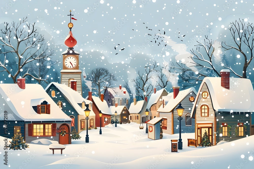 Fototapeta premium Christmas design elements, vector set Big set of Christmas design elements in doodle style generative AI
