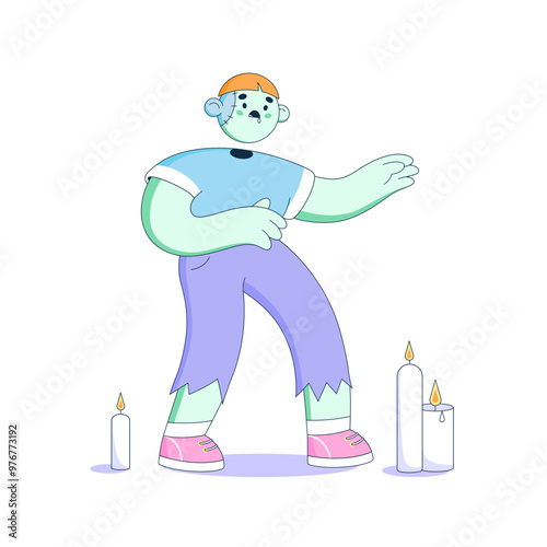 Zombie walks among the candles