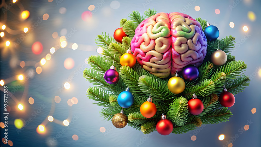 © suwatthana - Colorful brain diagram in festive decoration style for a neuroscience classroom during the holidays , Neuroscience © suwatthana - Colorful brain diagram in festive decoration style for a neuroscience classroom during the holidays , Neuroscience
