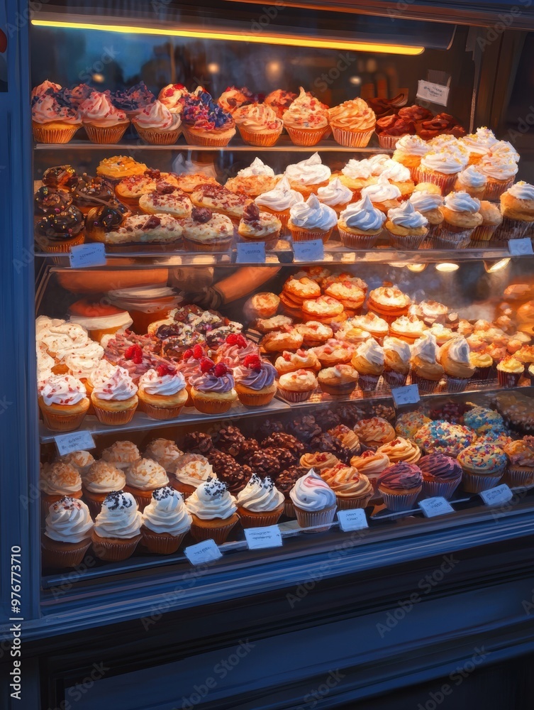Bakers arranging colorful cookies and cupcakes display
Bakers arranging colorful cookies and cupcakes display