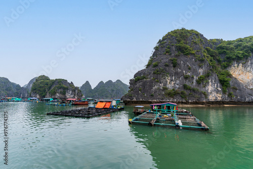 Cai Beo floating village in Lan Ha Bay, Hai Phong, Vietnam