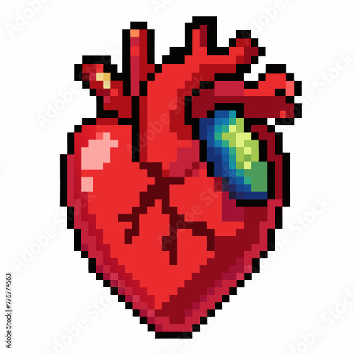 Pixel Art Heart Vibrant and Retro Digital Design