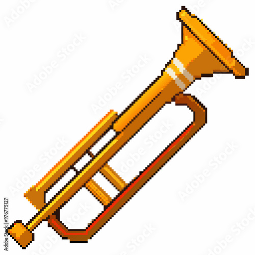 Pixel Art Trumpet   Retro Style Musical Instrument Illustration