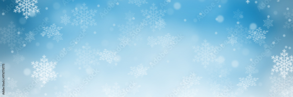 Christmas background with blue pattern winter card snow snowflakes banner copyspace copy space