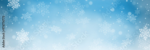Obraz na płótnie Christmas background with blue pattern winter card snow snowflakes banner copyspace copy space w salonie