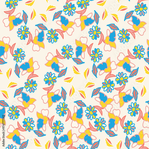 Vector seamless pattern. Pretty pattern in small flowers. Small blue flowers. Ditsy floral background for fashion prints. Stock vector. 