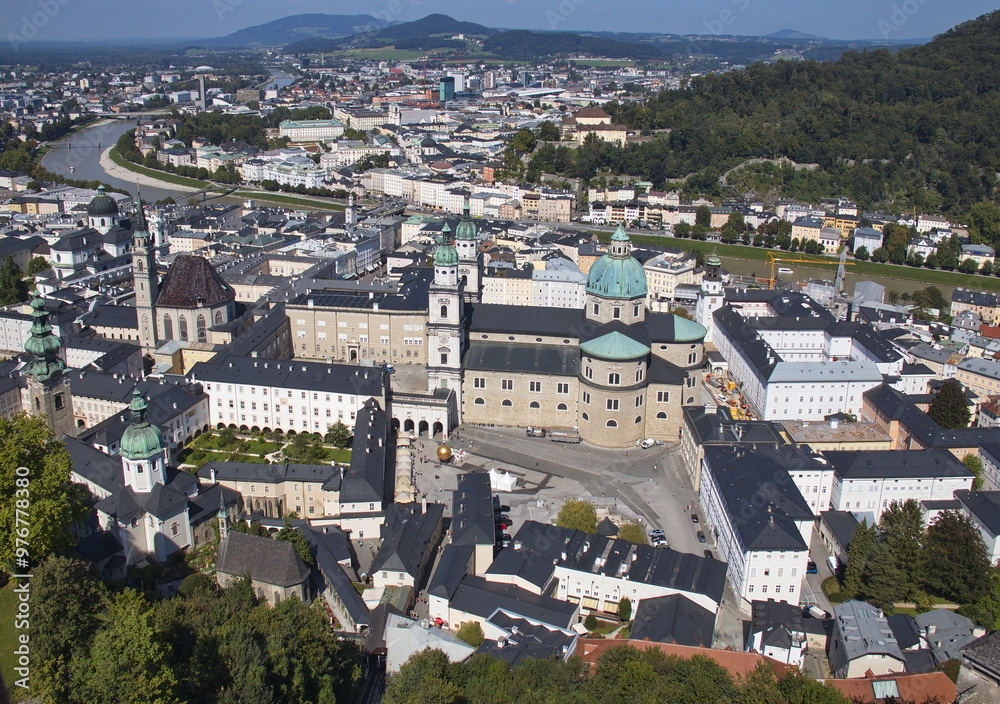 Fototapeta premium View of Salzburg from the Hohensalzburg Fortress, Austria, Europe 