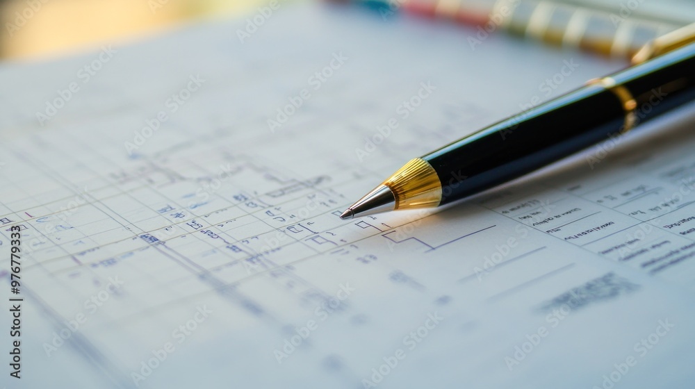 A ballpoint pen rests on a sheet of paper with printed mathematical equations and graphs, suggesting study or mathematical work in progress. A ballpoint pen rests on a sheet of paper with printed mathematical equations and graphs, suggesting study or mathematical work in progress.