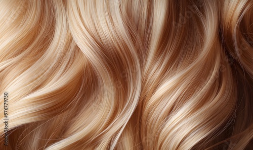 Close-up of women's long blonde hair featuring beautifully styled, Generative AI